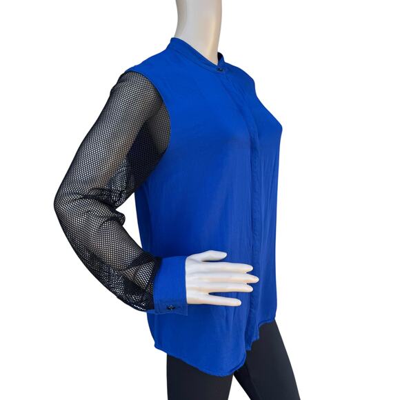 Rock & Republic Mock Neck Mesh Shirt Edgy, Chic Layering Piece, Size M - Picture 3 of 8